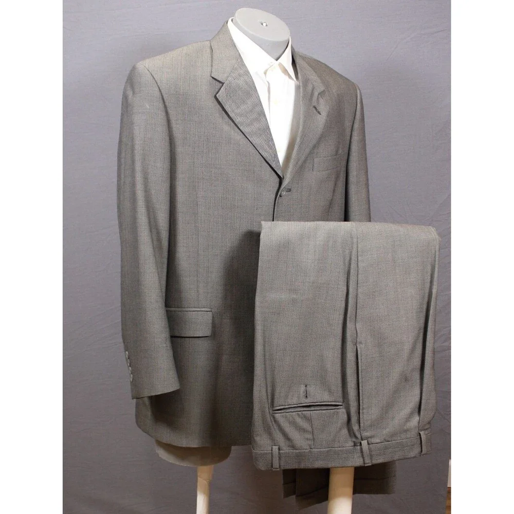 Kenneth Cole NY Wool Gray 2 piece Suit 3 Btn 43L Pleated Fronts 34